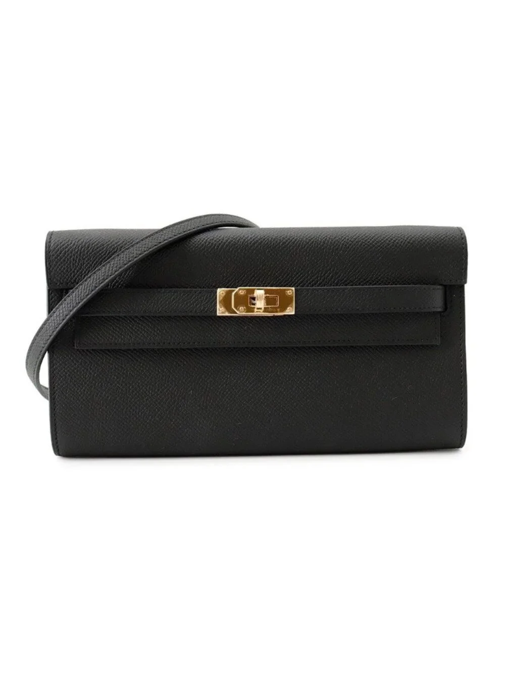 Hermes Kelly Wallet Long To Go Black Gold Epsom